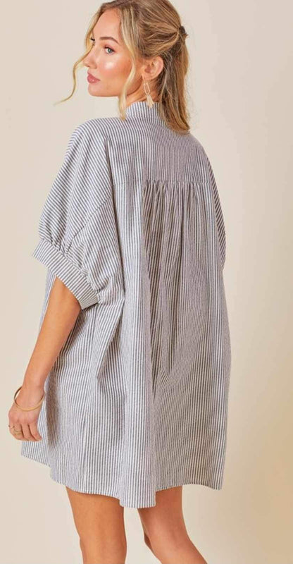 Oversized Button Down Striped Dress