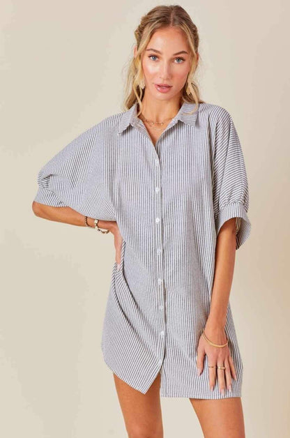 Oversized Button Down Striped Dress