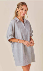 Oversized Button Down Striped Dress