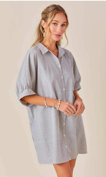 Oversized Button Down Striped Dress