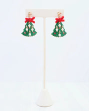 Christmas Tree Earring with Bow and Pearls