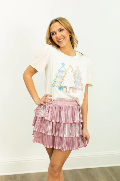 Festive Forest on Princess Top, White