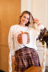 Patterned Pumpkin- Long Sleeve Top