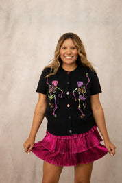 The Dancing Skeletons- Short Sleeve Cardigan