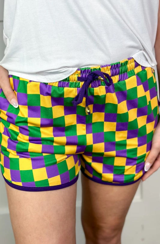 Beads And Bourbon Checkered Drawstring Everyday Shorts - FINAL SALE