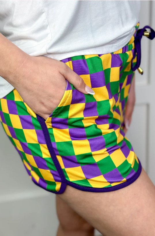 Beads And Bourbon Checkered Drawstring Everyday Shorts - FINAL SALE