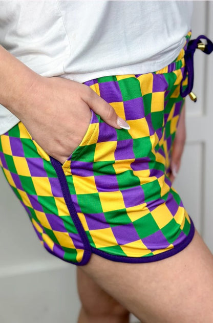 Beads And Bourbon Checkered Drawstring Everyday Shorts - FINAL SALE