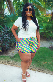Beads And Bourbon Checkered Drawstring Everyday Shorts - FINAL SALE