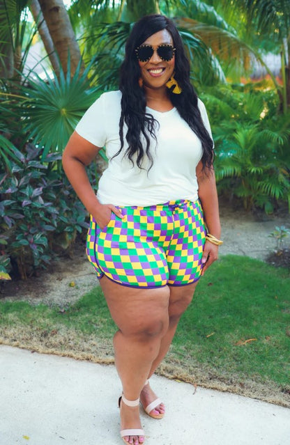 Beads And Bourbon Checkered Drawstring Everyday Shorts - FINAL SALE
