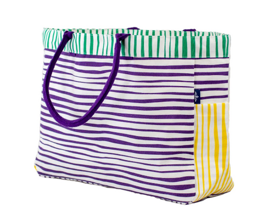 The Royal Standard- Stripe Durham Tote in Purple/Yellow/Green