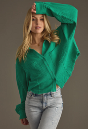 Weekend Beauty- Kelly Green top