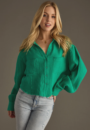 Weekend Beauty- Kelly Green top