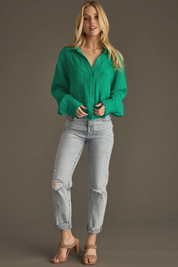 Weekend Beauty- Kelly Green top