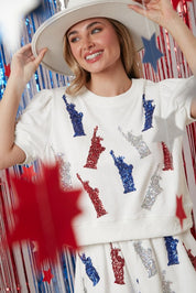 "STATUE OF LIBERTY" Sequin Top