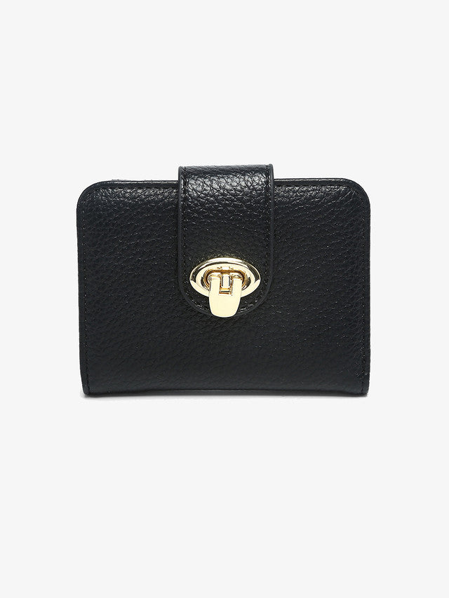 Margot Wallet w/ Twist Lock Closure- BLACK
