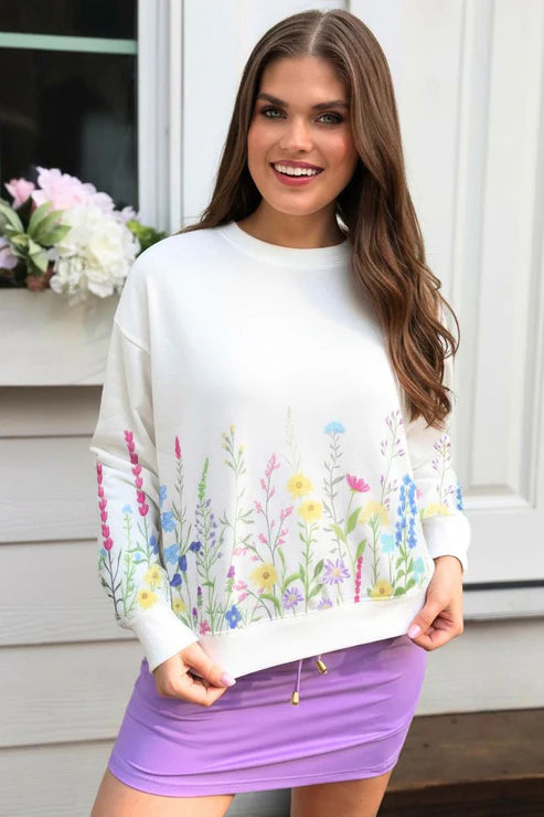 Wildflower Field Printed Pullover