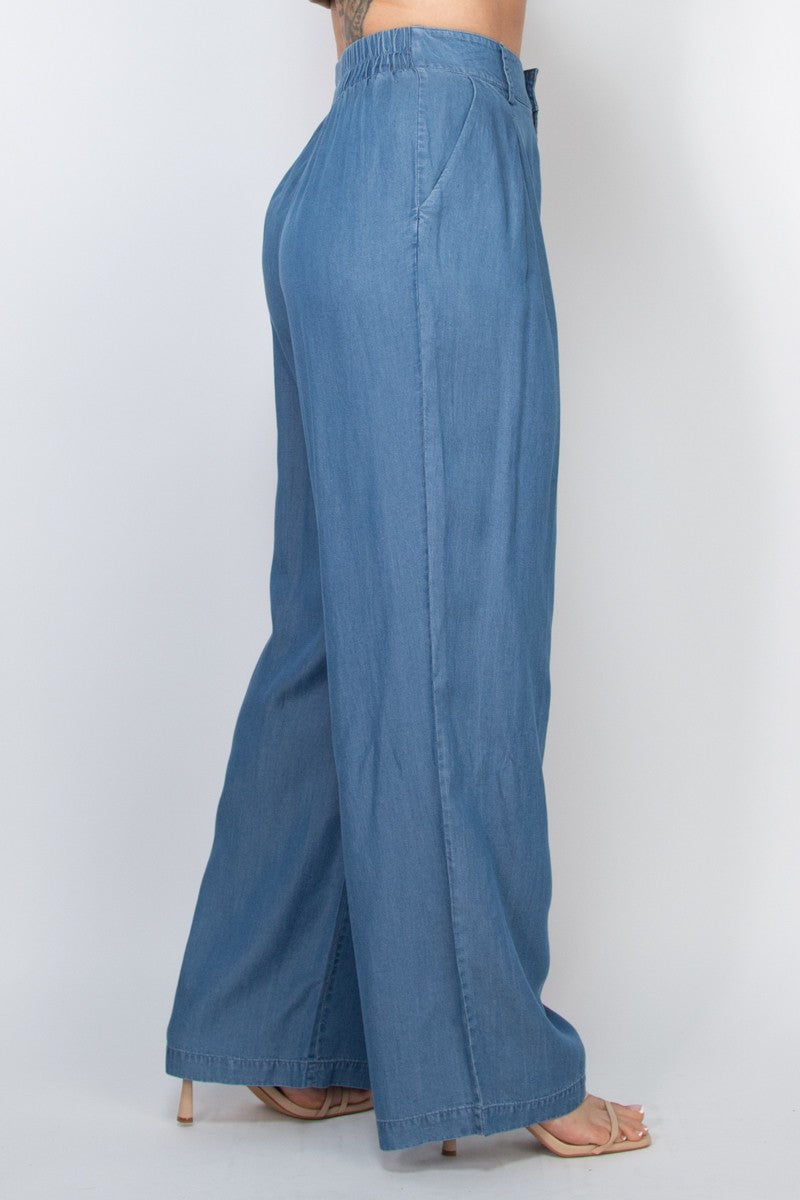 Pintuck Denim Pants