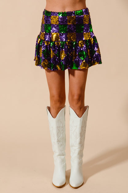 ATHENA- Mardi Gras Sequin Skirt