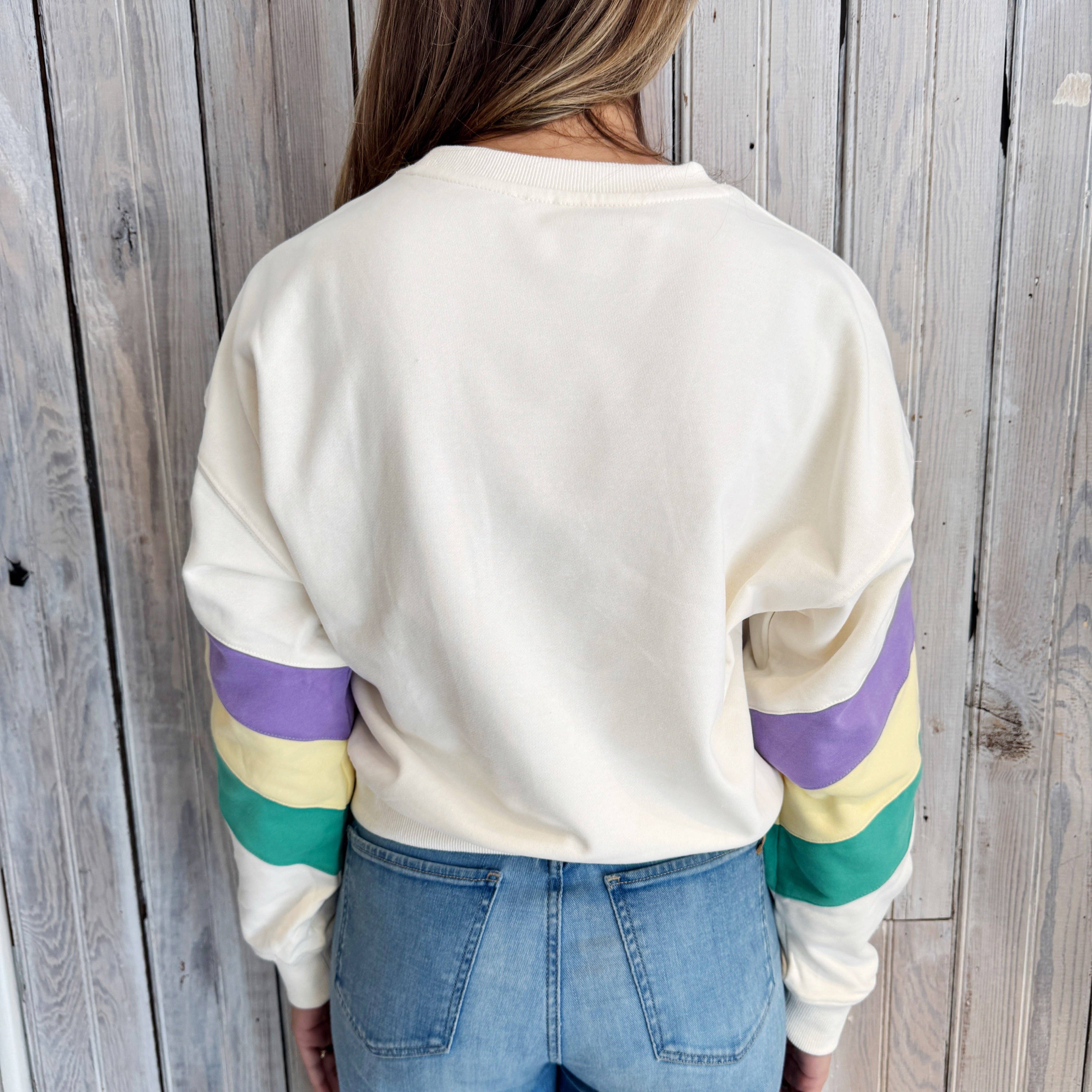 MG Pastel Stripe Sweatshirt-ivory