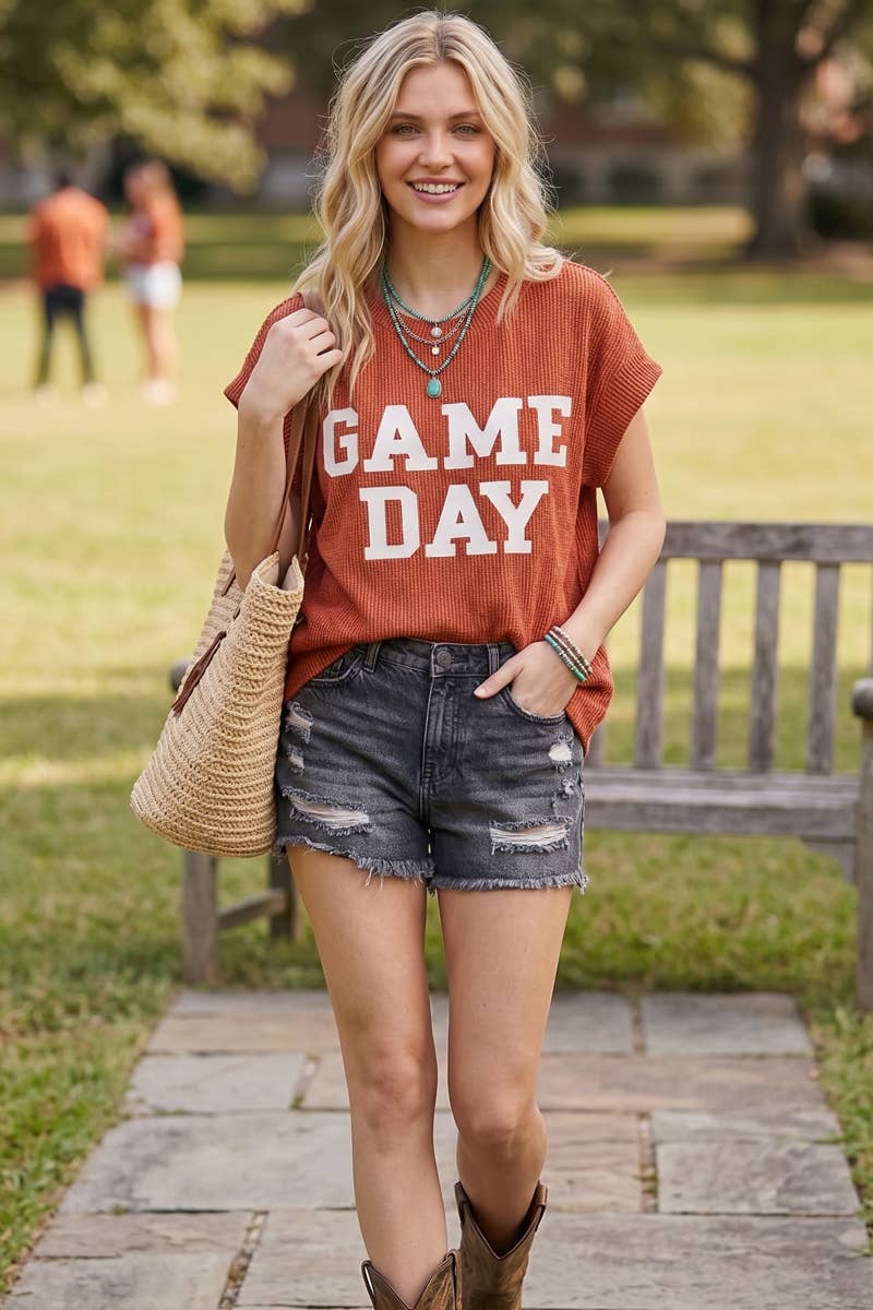 Game Day Ribbed Knit Top