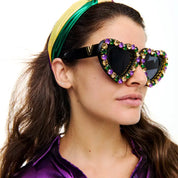 Mardi Gras Stone Heart Sunglasses