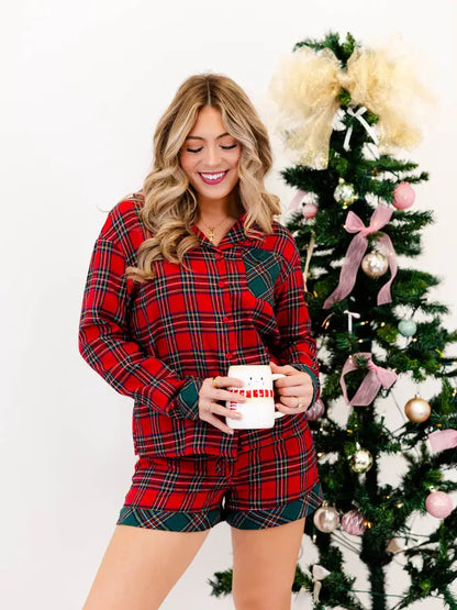 Christmas Eve Plaid Pajama Short Set