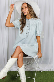 DAISY- Ruffled Button Placket Accent Dress