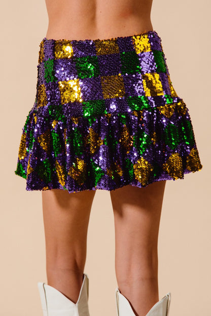 ATHENA- Mardi Gras Sequin Skirt