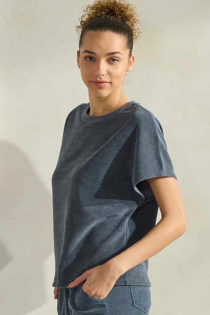 Corduroy Short Sleeve Top