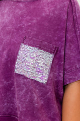 Faeve Burgundy Mineral Washed Sparkle Pocket Top