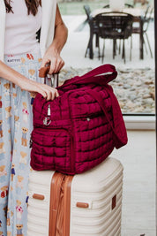 Wine Quilted Duffle Bag - FINAL SALE