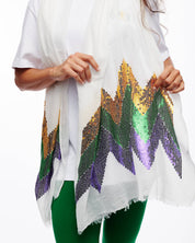 Mardi Gras Chevron Sequin Scarf- WHITE