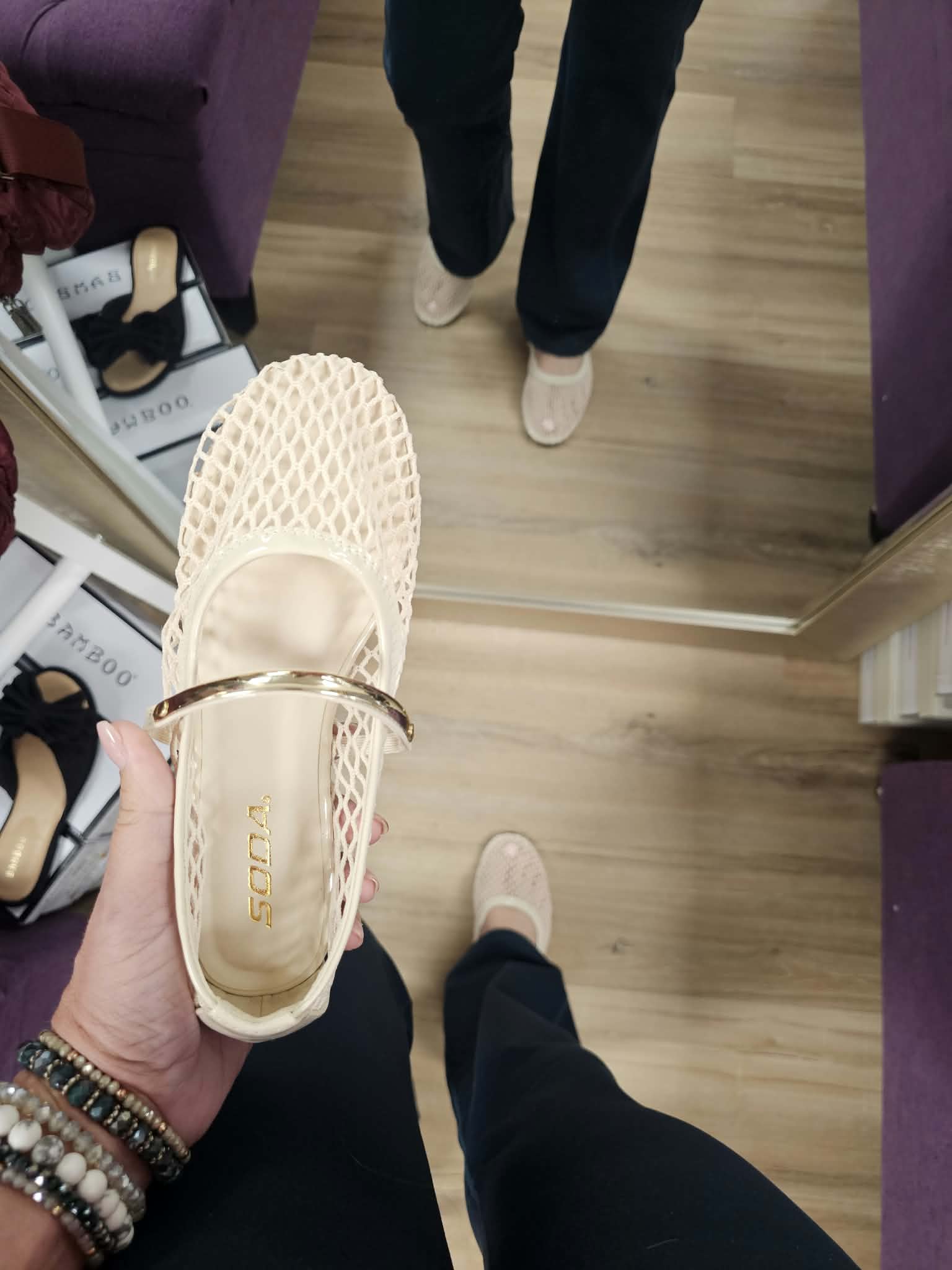 MEGHAN- MESH SANDALS W/GOLD STRAP