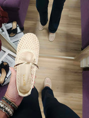 MEGHAN- MESH SANDALS W/GOLD STRAP