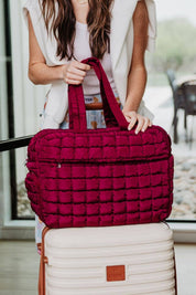 Wine Quilted Duffle Bag - FINAL SALE