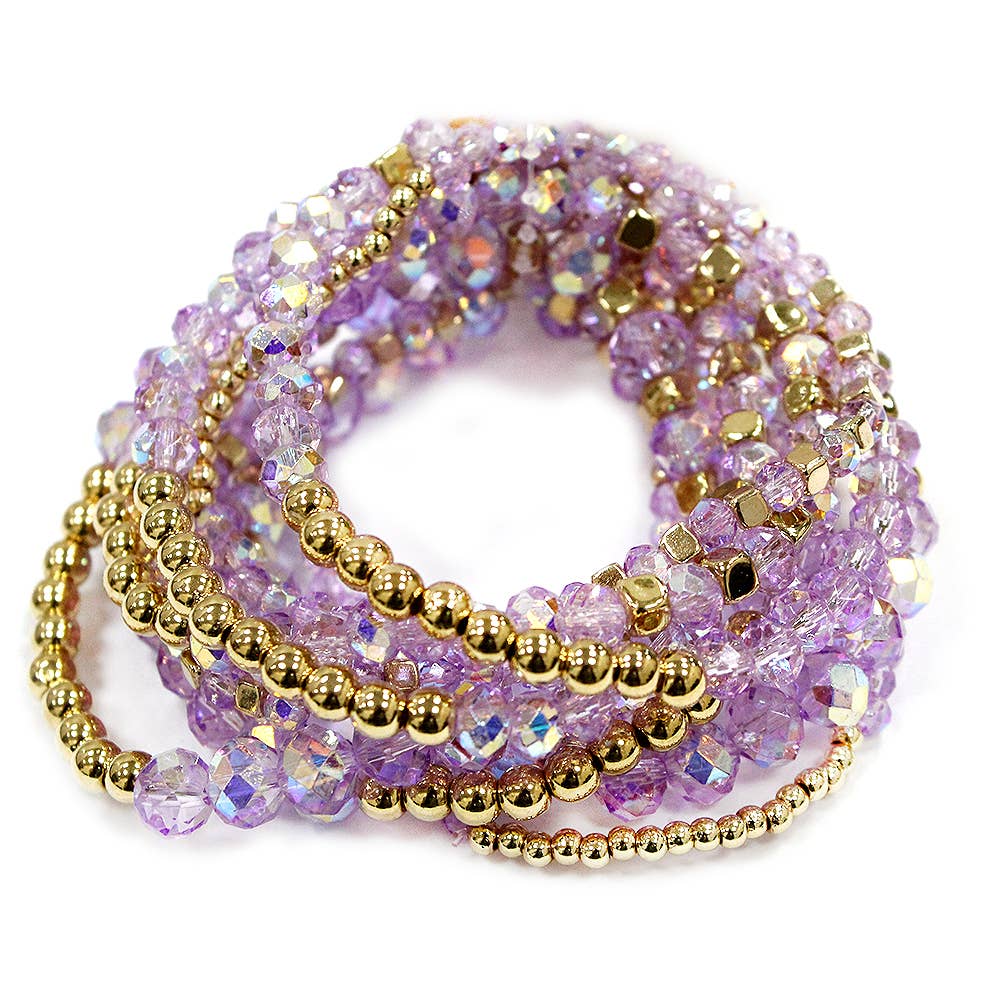 CRYSTAL BEAD MULTI ROW STRETCH BRACELET SET, SB 8406