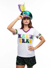 The Block is Hot- Mardi Gras Sequin Shirt