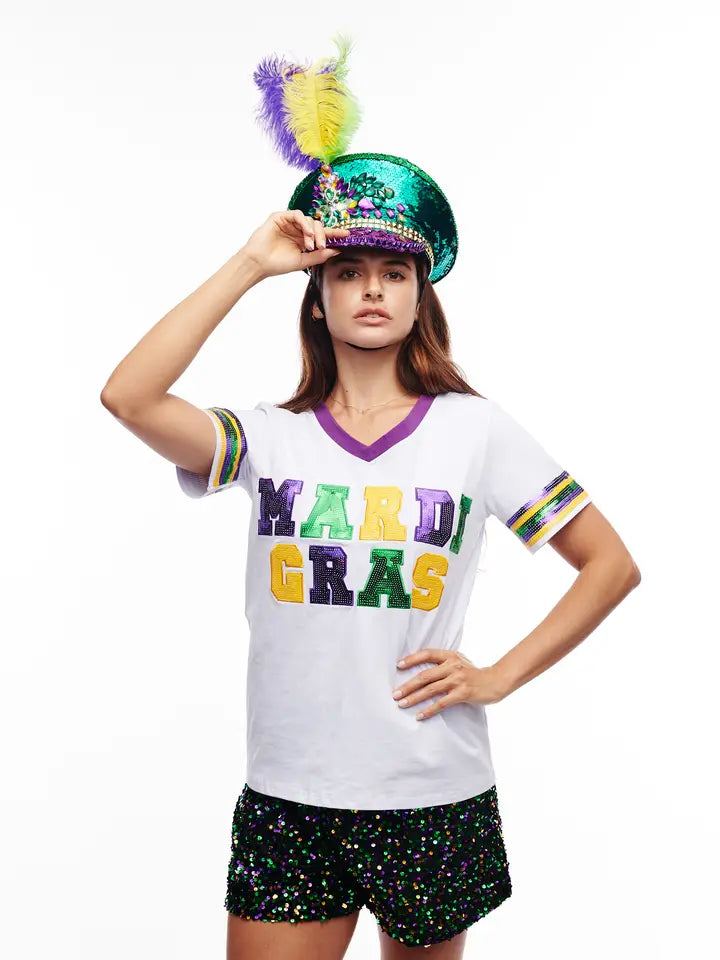 The Block is Hot- Mardi Gras Sequin Shirt