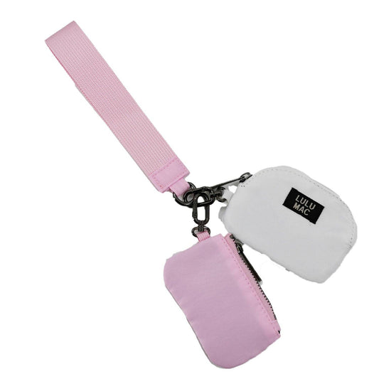 Lt. Pink/White Lulu Mac Double Pouch Wristlets