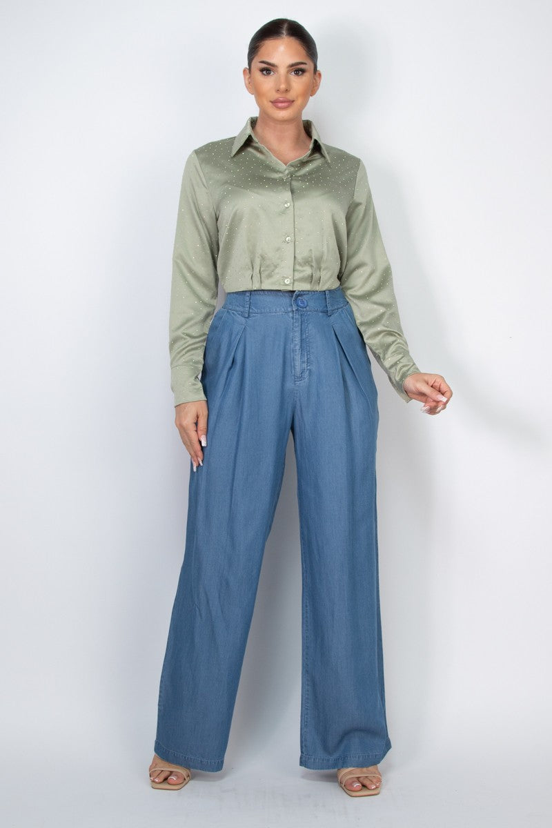 Pintuck Denim Pants
