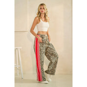 Leopard Sport Striped Wide Legged Pants