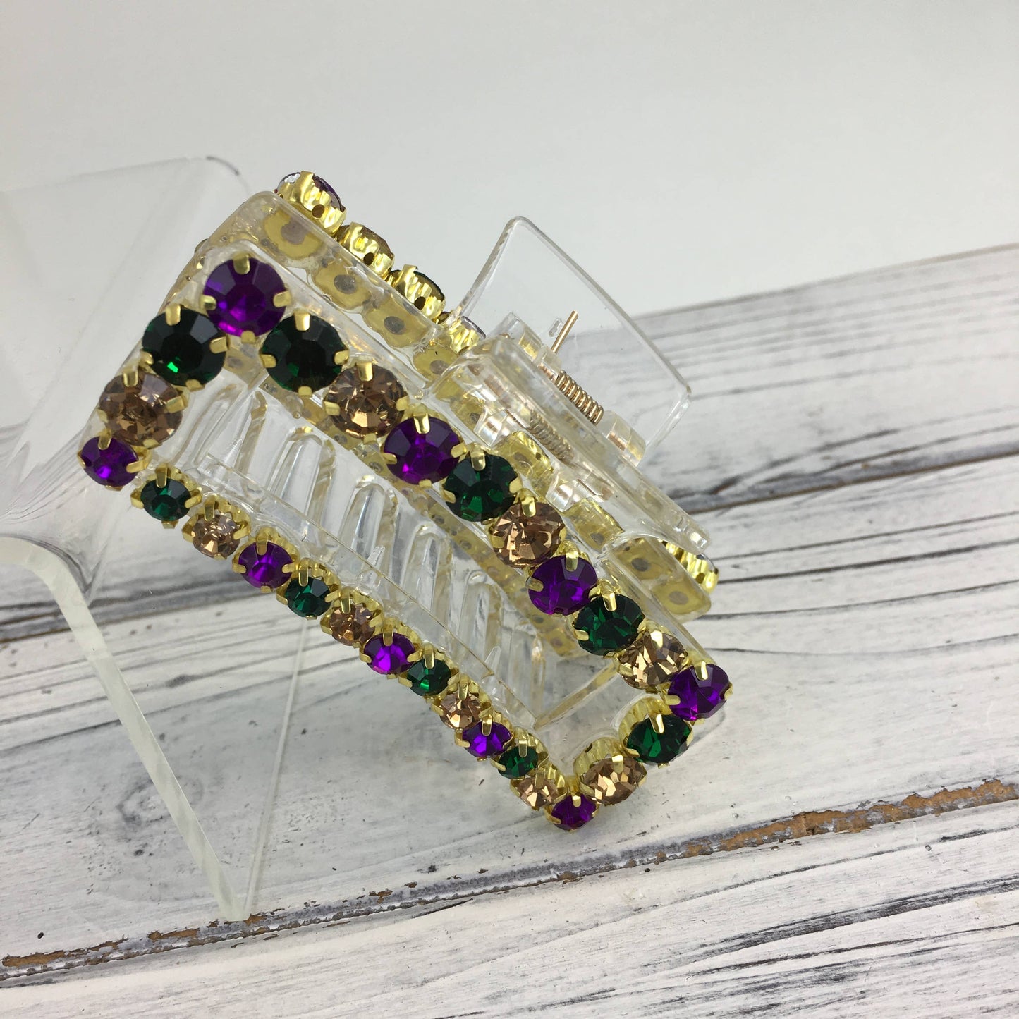 Mardi Gras stone claw clip 