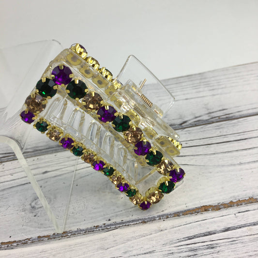 Mardi Gras stone claw clip 
