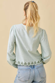 Spring Ties- V-neck Scallop Top