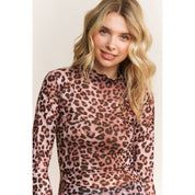 CHIC ANIMAL PRINT MESH TOP