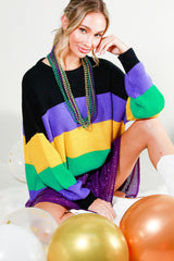 CONTRAST DETAIL MARDIGRAS SWEATER TOP - FINAL SALE