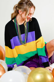 CONTRAST DETAIL MARDIGRAS SWEATER TOP - FINAL SALE
