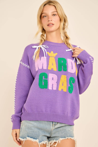 What time is it?- Mardi Gras  Sweater