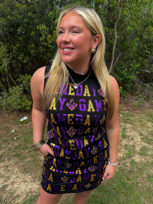 Purple and Gold Game day Sequin Set