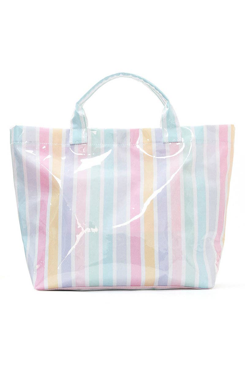 Striped Tote Bag with Glossy Finish